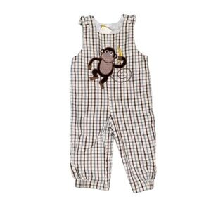 Vintage Brown Plaid Monkey Overalls